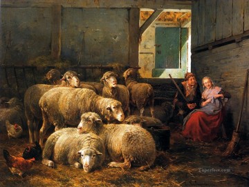 羊飼い Painting - リームプッテン・ファン・コルネリス デイビッド大佐 裁判所を作る 太陽の羊